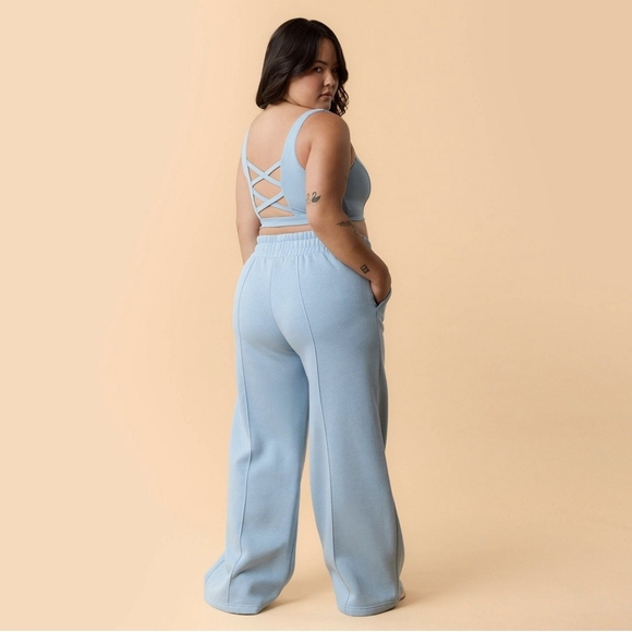 New Blogilates Women's Travel Trouser High-Rise Wide Leg Sweatpants Blue XL - Picture 11 of 12